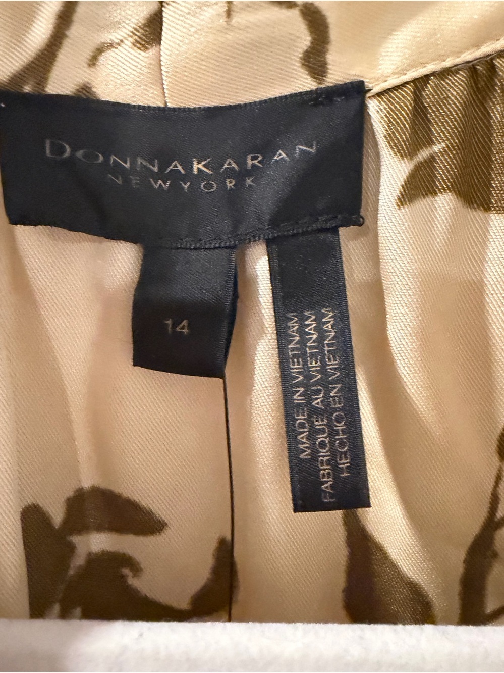 Donna Karan New York Floral Midi Dress Beige Olive Size size 14 NWT - Picture 6 of 13